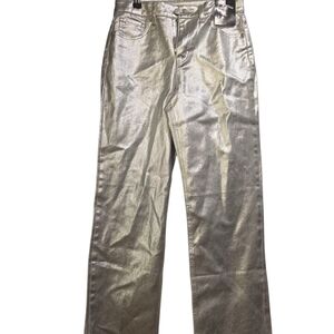 Girls Art Class High Rise Wide Leg Baggy Jeans Silver Metallic 16 NWT